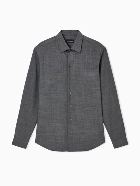 SOFT-FINISH VIRGIN-WOOL CANVAS SHIRT
