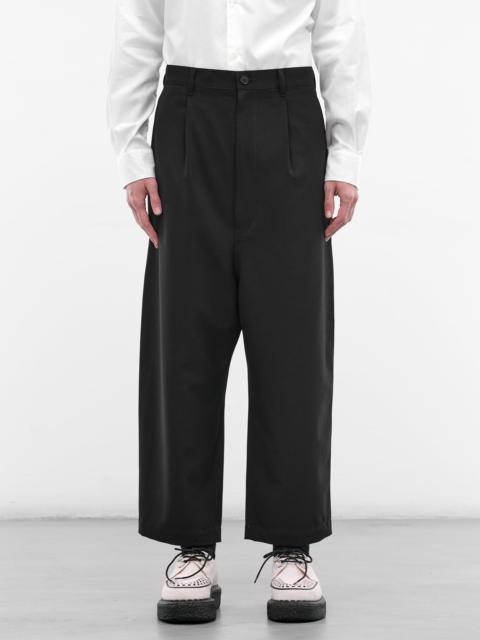 Navy Wool Cropped Wide Trousers