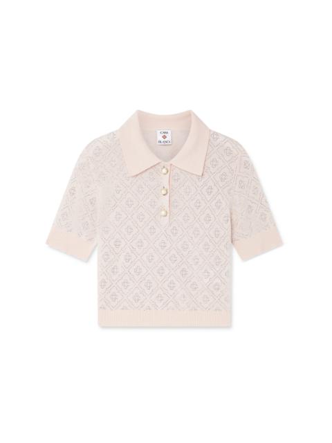 Crystal Monogram Knit Polo Shirt | Casablanca Paris