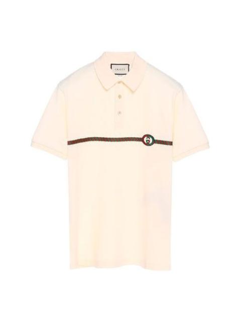 Gucci GG Embroidered Short Sleeve Polo Shirt For Men Beige 598957-XJB0V-9247