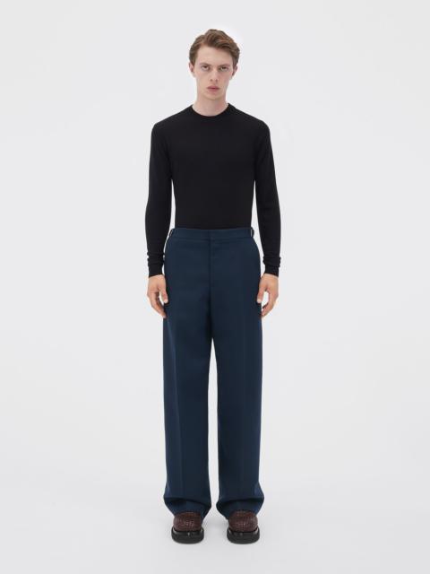 wool flannel wide leg trousers