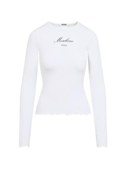 scalloped long-sleeve t-shirt
