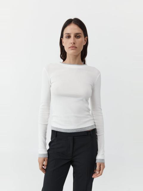 Organic Cotton Layered Long Sleeve Top - White