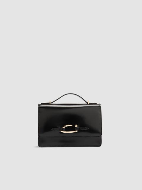 Nara Black Semi Patent Leather Crossbody Bag