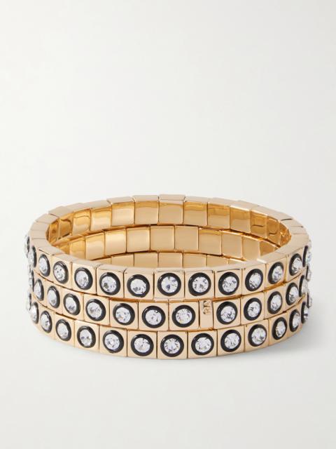 The Royal Set Of Three Gold-tone, Enamel And Crystal Bracelets