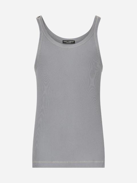Fine-rib cotton singlet