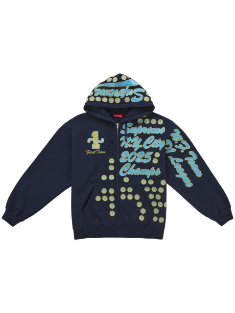 Supreme League Champs Zip Up Hooded Sweatshirt Navy