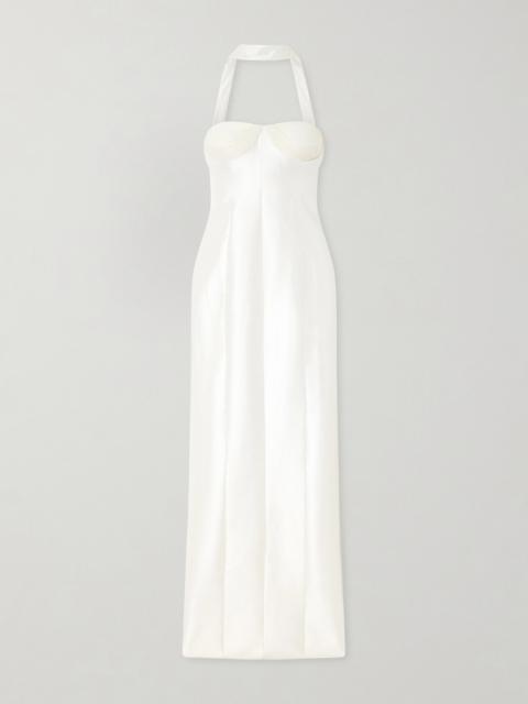 Lette Tulle-trimmed Wool And Silk-blend Twill Gown
