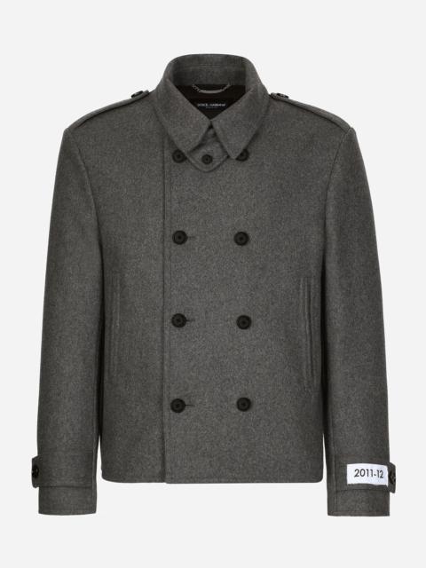 Double-breasted cashmere-blend pea coat