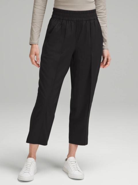 Front-Pleat Tapered Mid-Rise Cropped Pant
