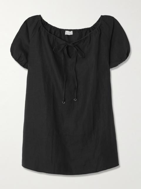 Tie-detailed Linen Mini Dress