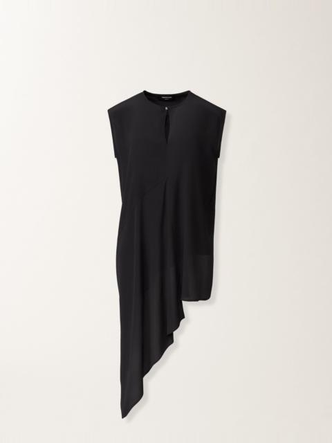 Asymmetrical top in midnight blue crepe de chine