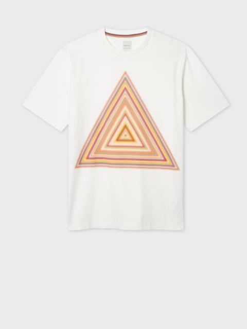 White 'Signature Stripe Triangle' Print T-Shirt