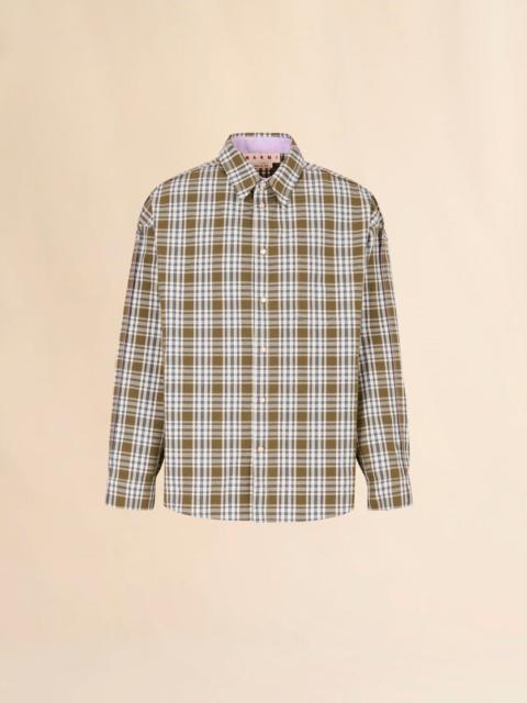 GREEN COMPACT COTTON SHIRT WITH CHECKED PATTERN