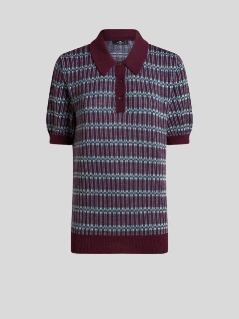WOOL-BLEND JACQUARD POLO SHIRT