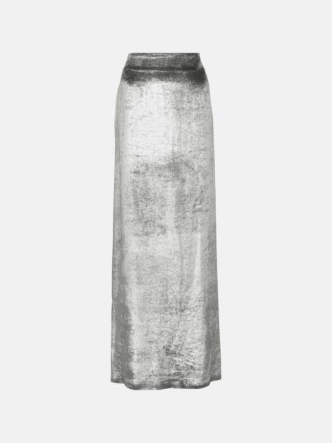 High-rise velvet maxi skirt