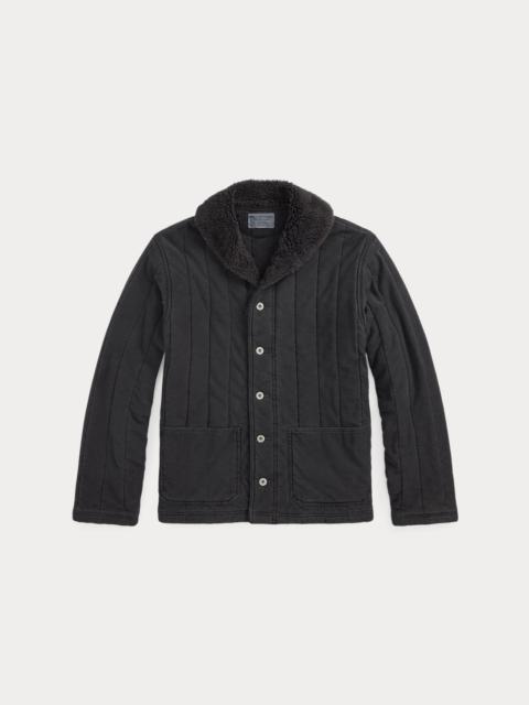 Fleece-Collar Quilted Jersey Jacket