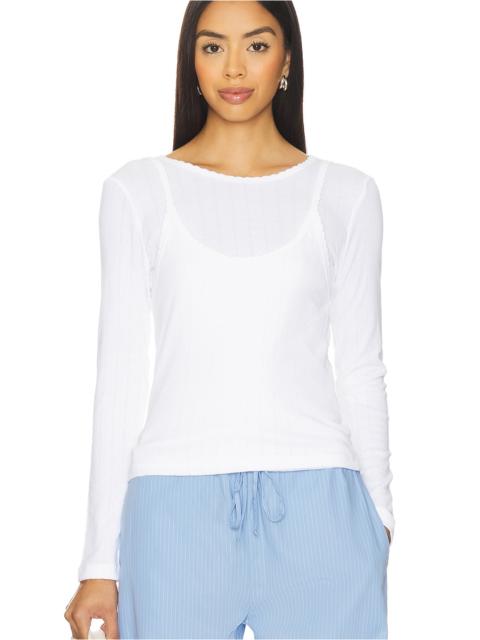 Pointelle Layered Long Sleeve Top