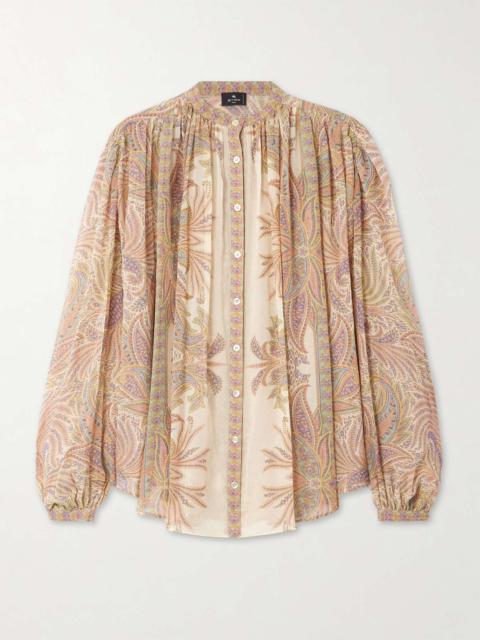 Gathered paisley-print silk-chiffon blouse