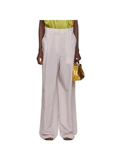 Gray & Pink Wide Pleated Trousers