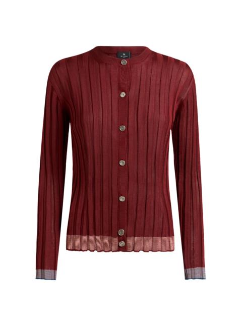 Ribbed-Knit Cardigan burgundy