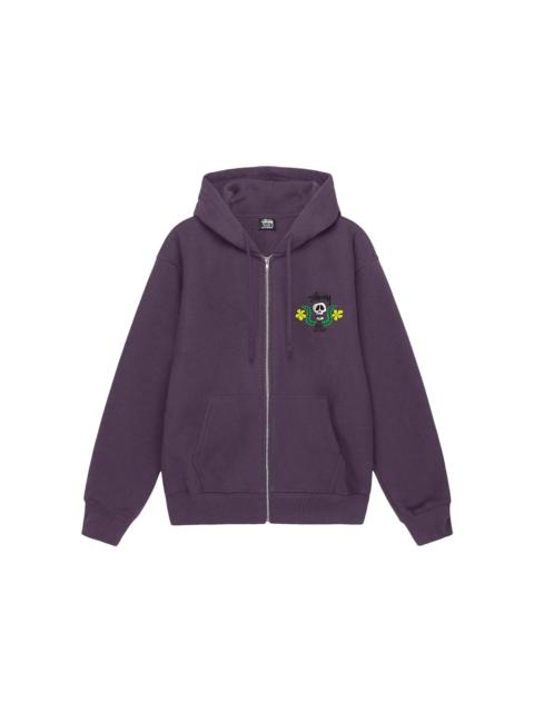 Stussy Skull Crest Zip Hoodie Grape