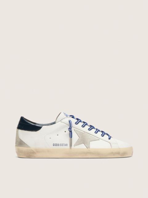 Men's tennis-inspired Super-Star LTD in white leather with suede star and blue leather heel tab