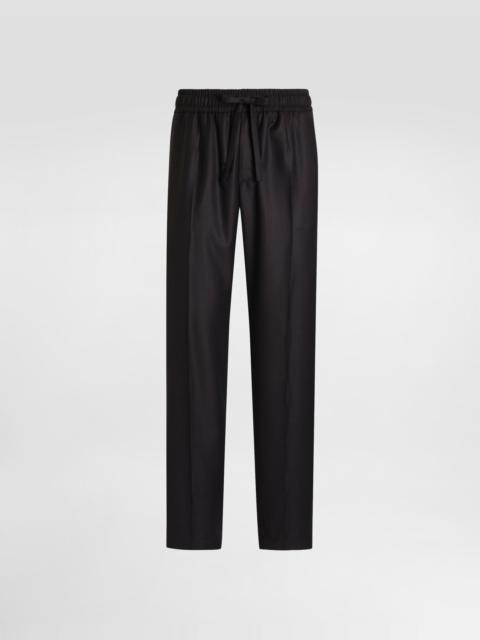Bird's eye wool jogging trousers