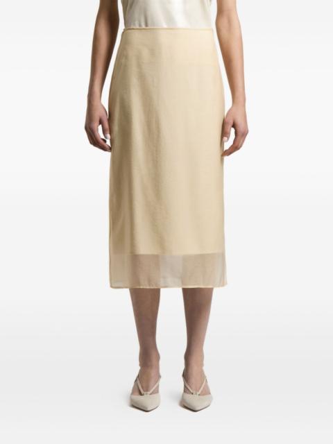 silk-panelled midi skirt