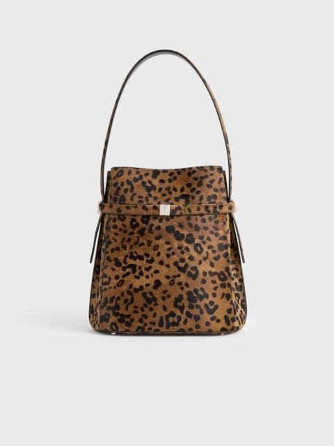 Belted pony hair bucket bag leopard