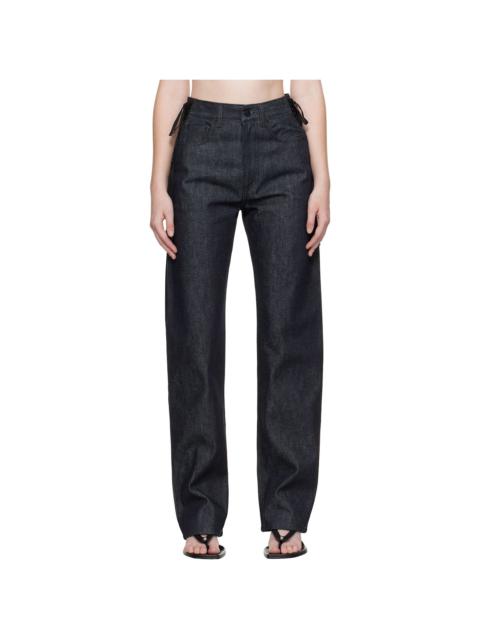 Indigo Laced-Up Straight Jeans