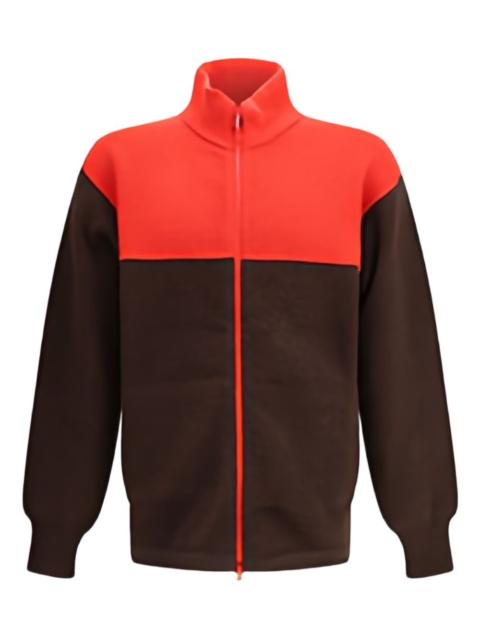 colourblock zip-fastening cardigan