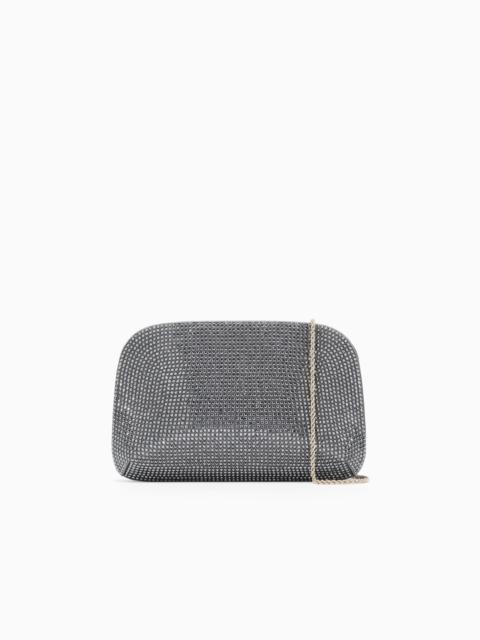 LA PRIMA SATIN AND RHINESTONE CLUTCH BAG