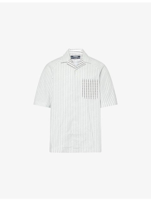 La Romarin Brand-Print Cotton Shirt