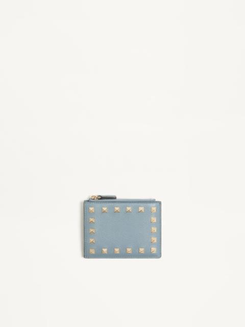 ROCKSTUD GRAINY CALFSKIN CARDHOLDER WITH ZIPPER
