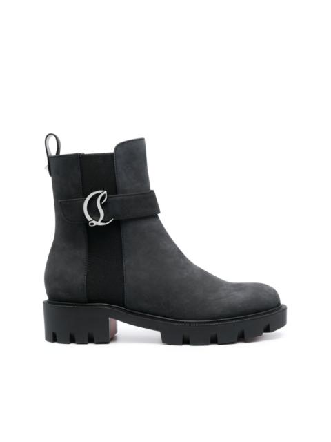 logo-plaque leather ankle boots