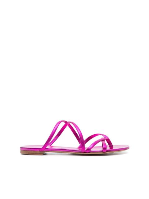 metallic leather slides