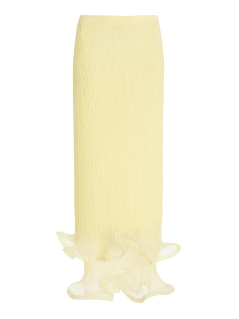 Kelso Sheer Plissé Midi Skirt yellow