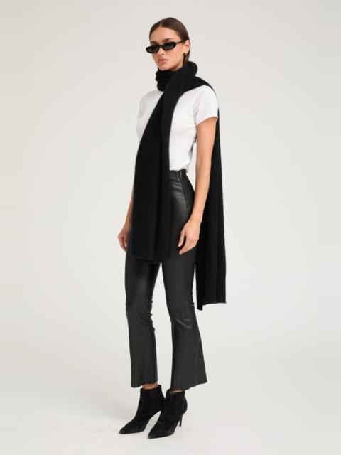 BLACK LEATHER ANKLE FLARE PANTS WITH PRINCESS SEAMS