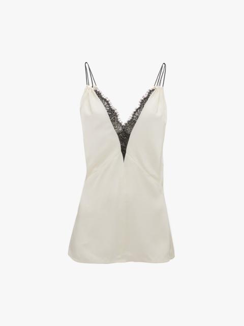 Lace Detail Cami Top In Harvest Ivory