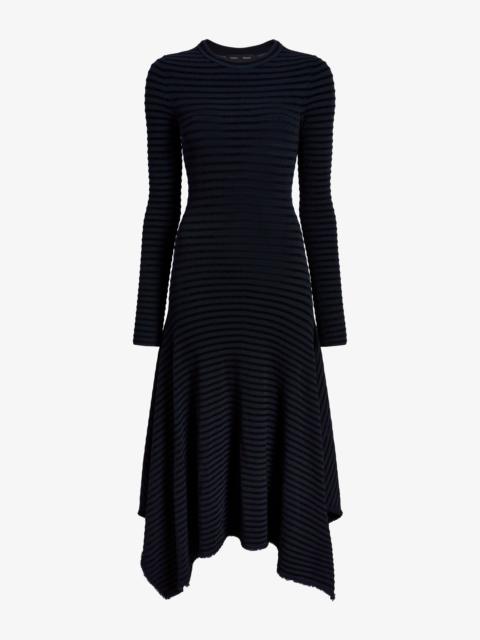 Didi Dress in Matte Viscose Velvet Stripe
