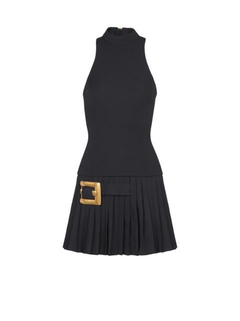 Flared grain de poudre dress with belt detail
