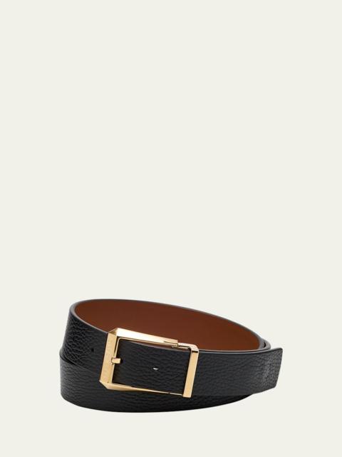Men's Adjustable Reversible Hammered Leather Belt