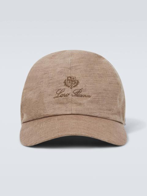 Logo linen baseball cap