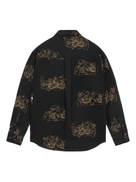 Li-Ning Gold Series Totem Full Print Loose Jacket 'Black Gold' ASHS007-2