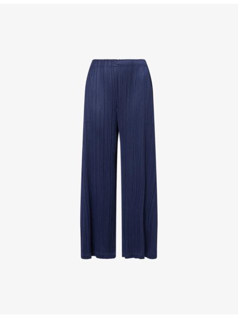 Wide-Leg Pleats Knitted Trousers