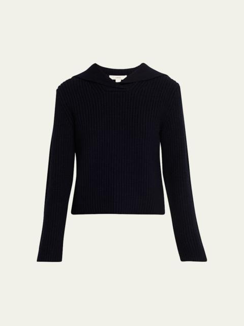 Ribbed Wool-Cashmere Sailor Sweater