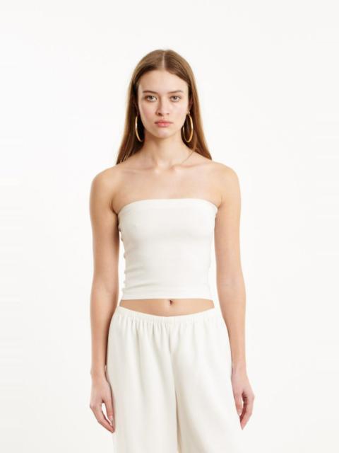 WHITE CREPE TUBE TOP