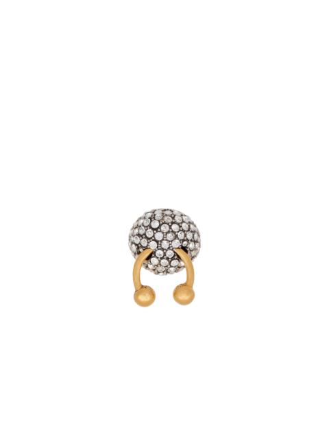 Piercing brass and rhinestone ring