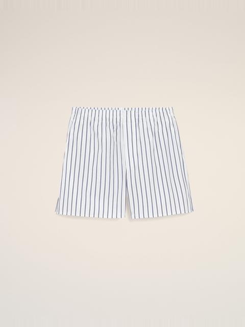 WHITE COTTON ELASTICATED SHORTS